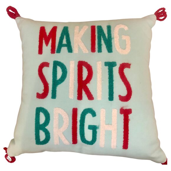 "Making Spirits Bright" throw pillow, a holiday-themed - Picture 1 of 9